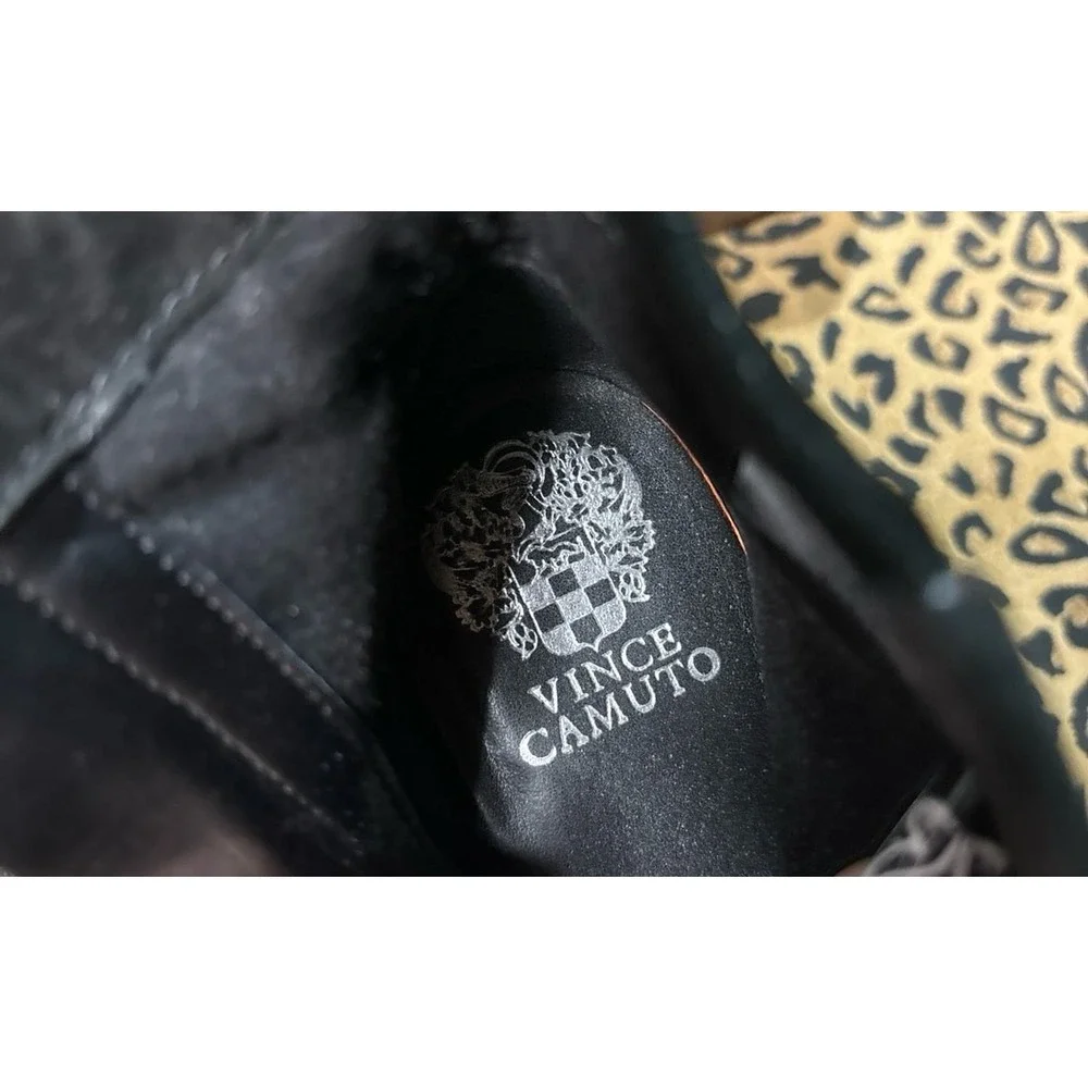 Vince Camuto Grasem Black Soft‎ Grain Suede Chunk Heel Booties, 9.5